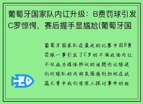 葡萄牙国家队内讧升级：B费罚球引发C罗惊愕，赛后握手显尴尬(葡萄牙国家队c罗最新消息)